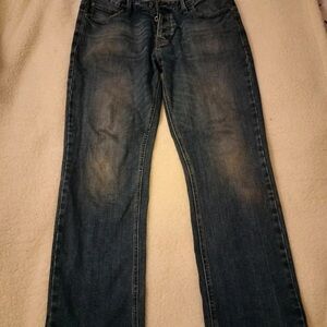 Next Men's Straight Jeans in Dark Blue